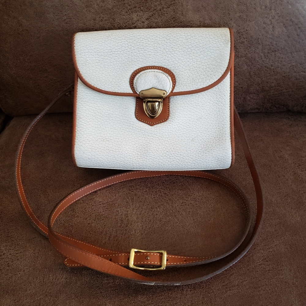 Dooney Bourke Vintage AWL Pebbled Small Cream/ Beige Crossbody Strap with Lock